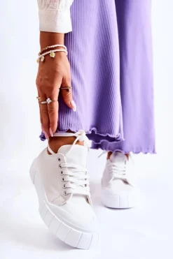 Damskie Boto Damskie Trampki Na Platformie Białe Comes