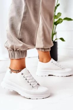 Boto Trampki Damskie Niskie*Damskie Trampki Na Platformie Białe Travel Time