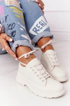 Boto Trampki Damskie Niskie*Damskie Trampki Na Platformie Beżowe Travel Time