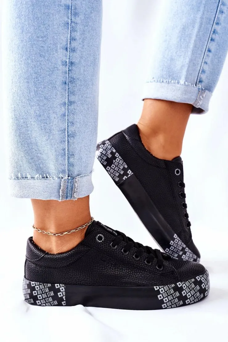 Damskie Big Star Shoes Damskie Trampki Na Platformie BIG STAR II274183 Czarne