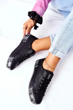 Damskie Big Star Shoes Damskie Trampki Na Platformie BIG STAR II274183 Czarne