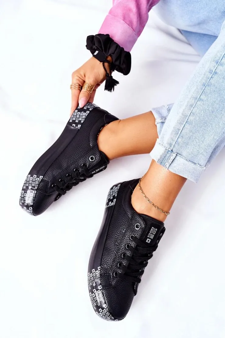 Damskie Big Star Shoes Damskie Trampki Na Platformie BIG STAR II274183 Czarne