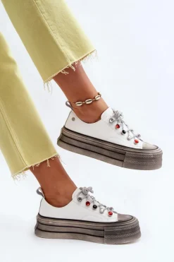 Clearance GOE Damskie Trampki Na Platformie NN2N4054 Białe