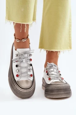 Clearance GOE Damskie Trampki Na Platformie NN2N4054 Białe