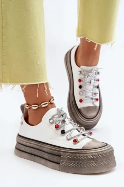 Clearance GOE Damskie Trampki Na Platformie NN2N4054 Białe