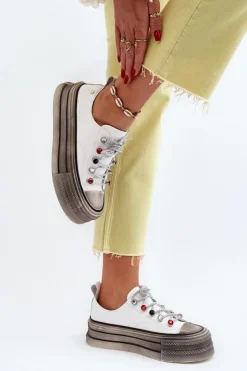 Clearance GOE Damskie Trampki Na Platformie NN2N4054 Białe