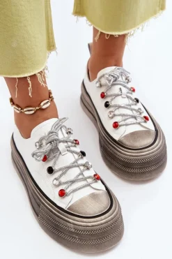 Clearance GOE Damskie Trampki Na Platformie NN2N4054 Białe