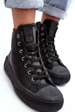 Damskie Big Star Shoes Damskie Trampki Na Suwak Ocieplane Czarne Big Star MM274023