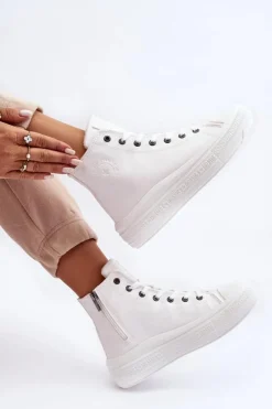 Online Big Star Shoes Damskie Trampki Na Suwak Ocieplane Białe Big Star MM274021