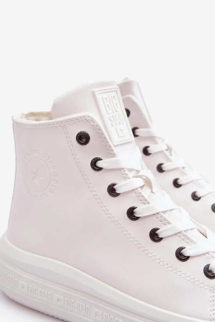 Online Big Star Shoes Damskie Trampki Na Suwak Ocieplane Białe Big Star MM274021