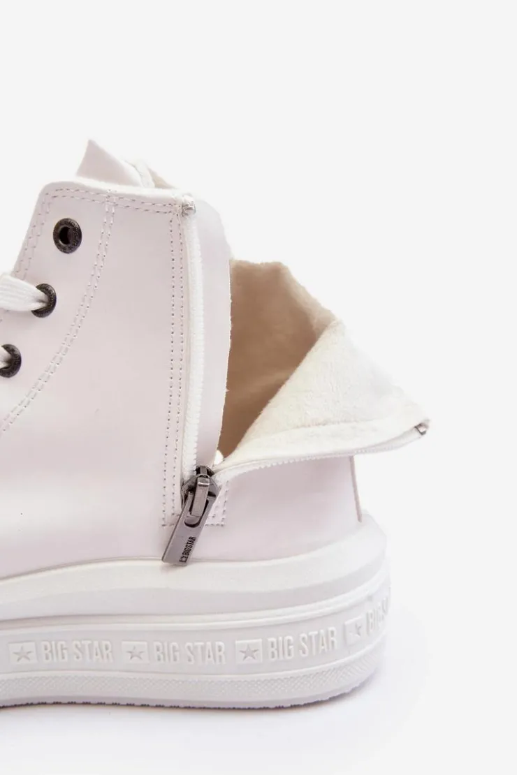 Online Big Star Shoes Damskie Trampki Na Suwak Ocieplane Białe Big Star MM274021