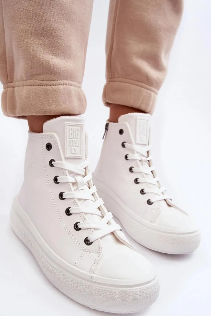 Online Big Star Shoes Damskie Trampki Na Suwak Ocieplane Białe Big Star MM274021