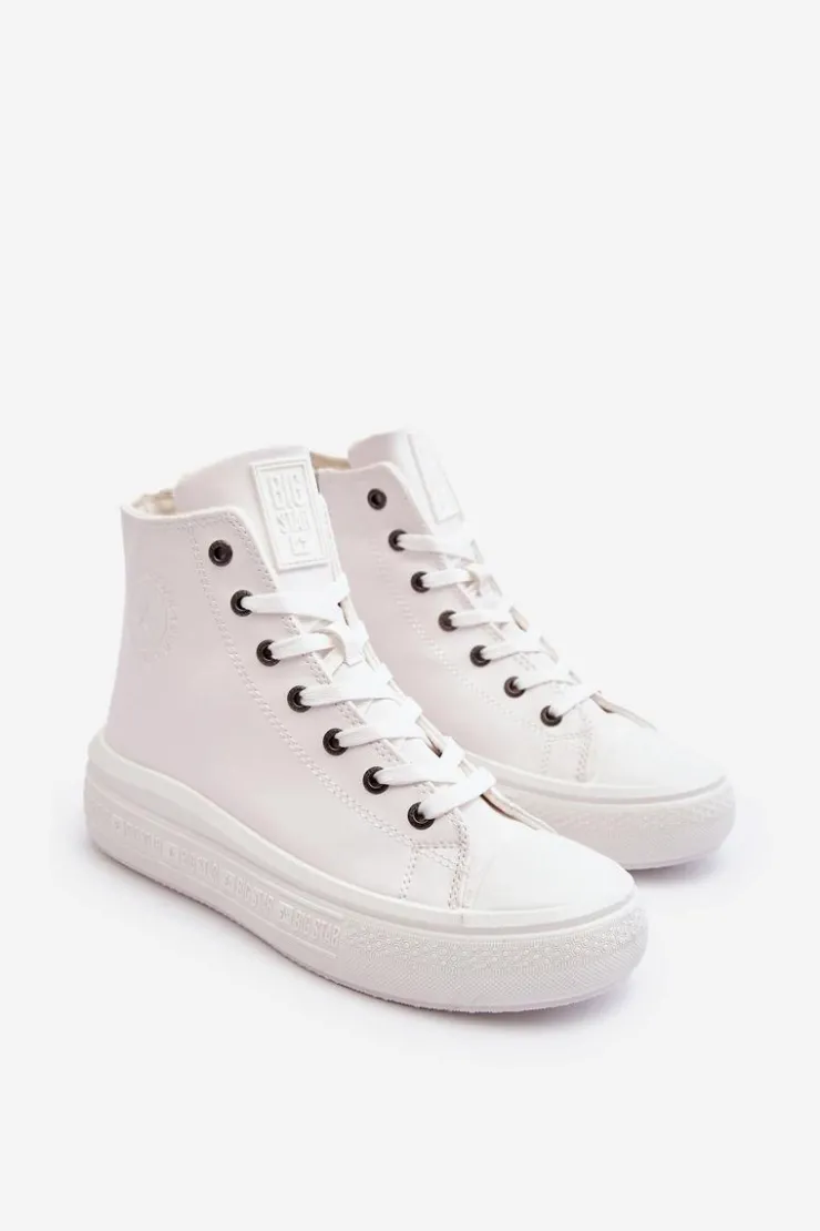 Online Big Star Shoes Damskie Trampki Na Suwak Ocieplane Białe Big Star MM274021