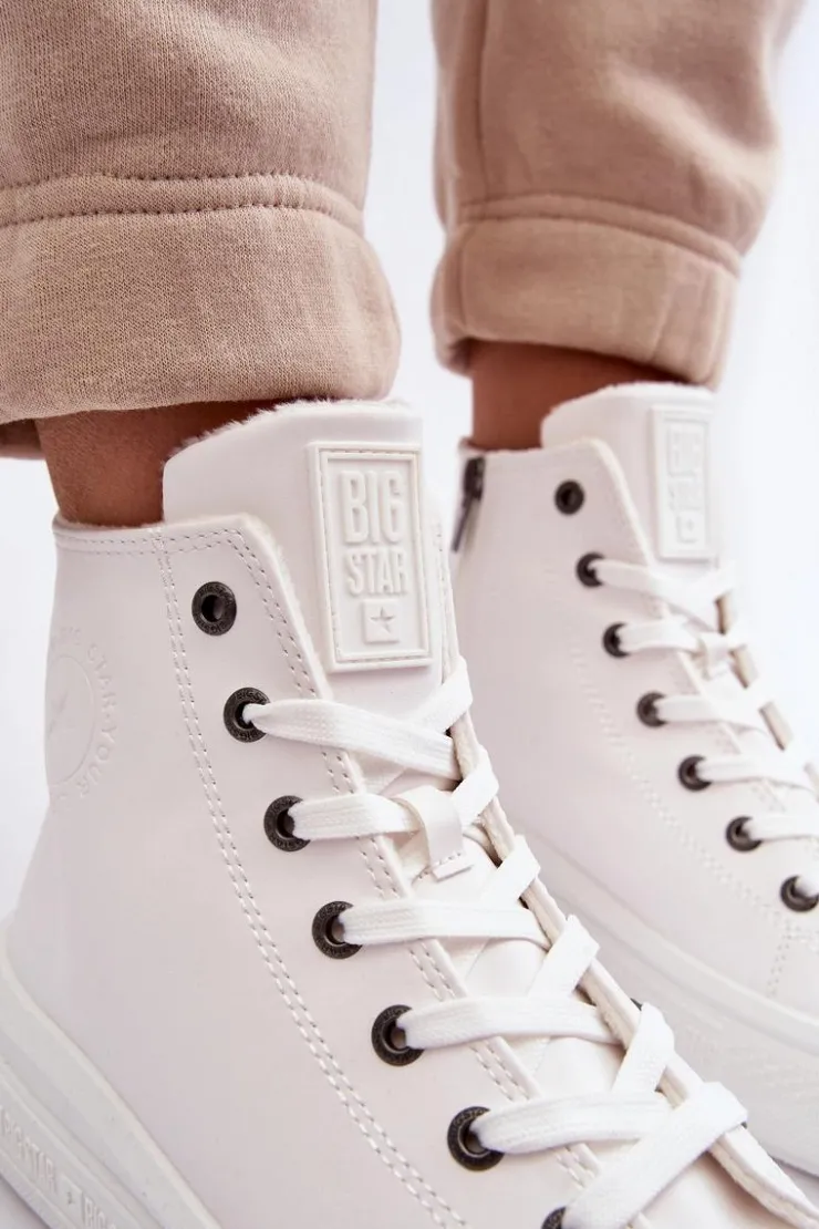 Online Big Star Shoes Damskie Trampki Na Suwak Ocieplane Białe Big Star MM274021
