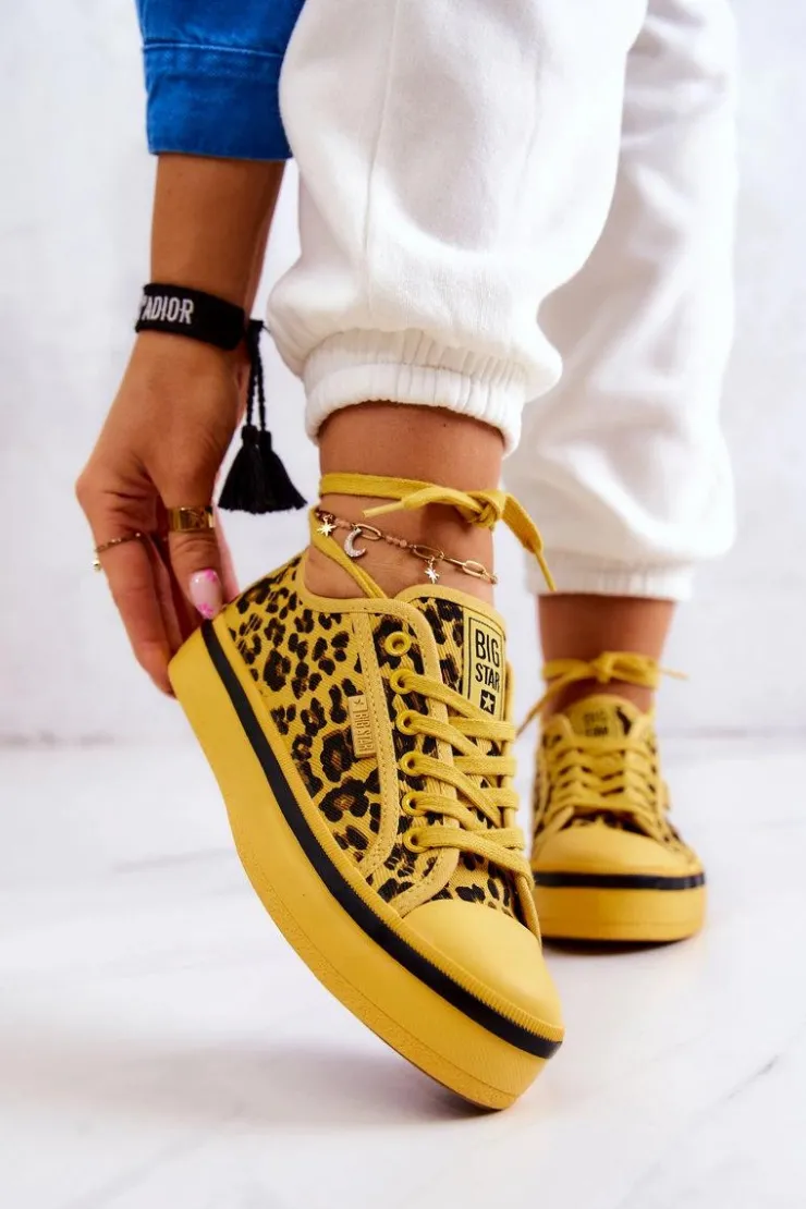 Best Big Star Shoes Damskie Trampki Pantera BIG STAR JJ274616 Żółte