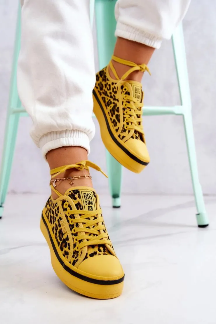 Best Big Star Shoes Damskie Trampki Pantera BIG STAR JJ274616 Żółte