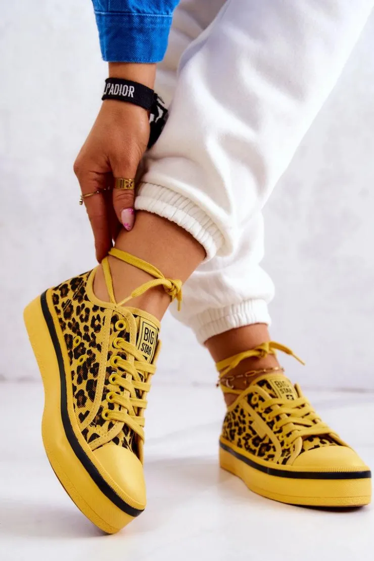 Best Big Star Shoes Damskie Trampki Pantera BIG STAR JJ274616 Żółte