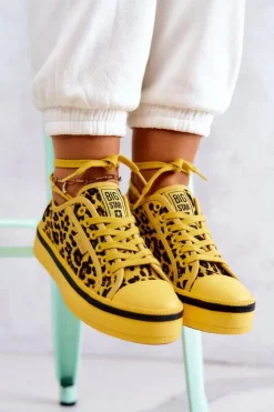 Best Big Star Shoes Damskie Trampki Pantera BIG STAR JJ274616 Żółte