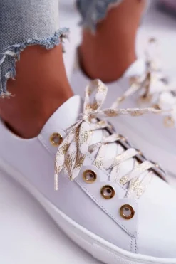 Damskie Boto Damskie Trampki Skórzane Białe Viss