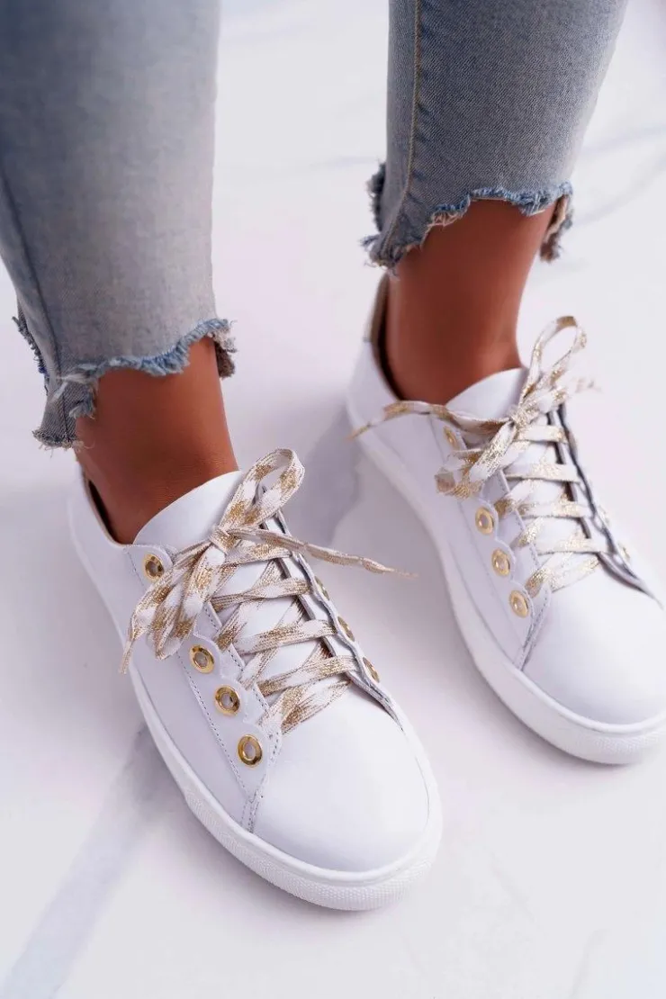 Damskie Boto Damskie Trampki Skórzane Białe Viss