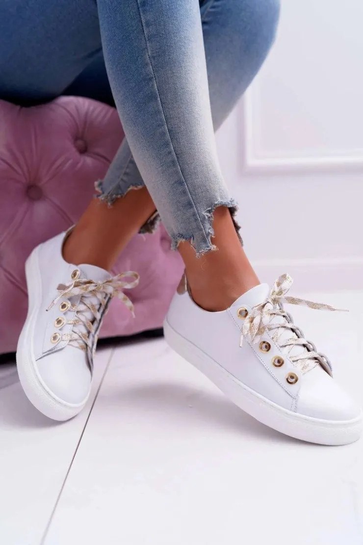 Damskie Boto Damskie Trampki Skórzane Białe Viss