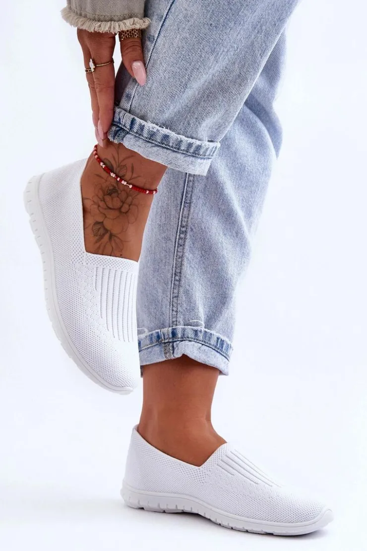 Evento Trampki Damskie Slip-On|Trampki Damskie Niskie*Damskie Trampki Tenisówki Wsuwane Białe Lento