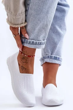Evento Trampki Damskie Slip-On|Trampki Damskie Niskie*Damskie Trampki Tenisówki Wsuwane Białe Lento