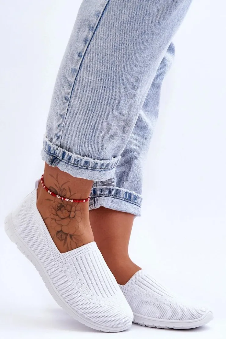 Evento Trampki Damskie Slip-On|Trampki Damskie Niskie*Damskie Trampki Tenisówki Wsuwane Białe Lento