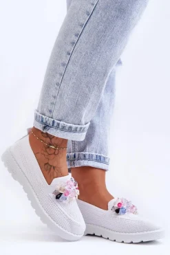 Boto Trampki Damskie Slip-On|Trampki Damskie Niskie*Damskie Trampki Tenisówki Wsuwane Z Ozdobą Białe Taylor