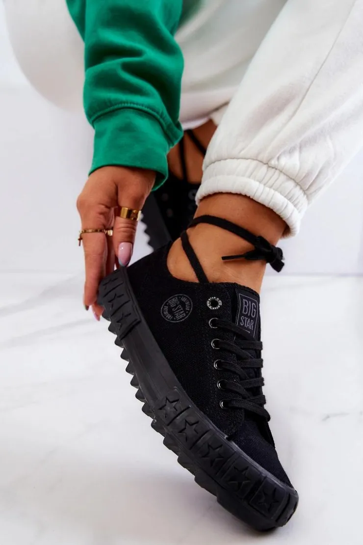 Big Star Shoes Trampki Damskie Big Star|Trampki Damskie Niskie*Damskie Trampki Tenisówki BIG STAR JJ274510 Czarne