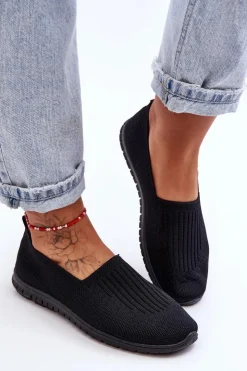 Damskie Evento Damskie Trampki Tenisówki Wsuwane Czarne Lento