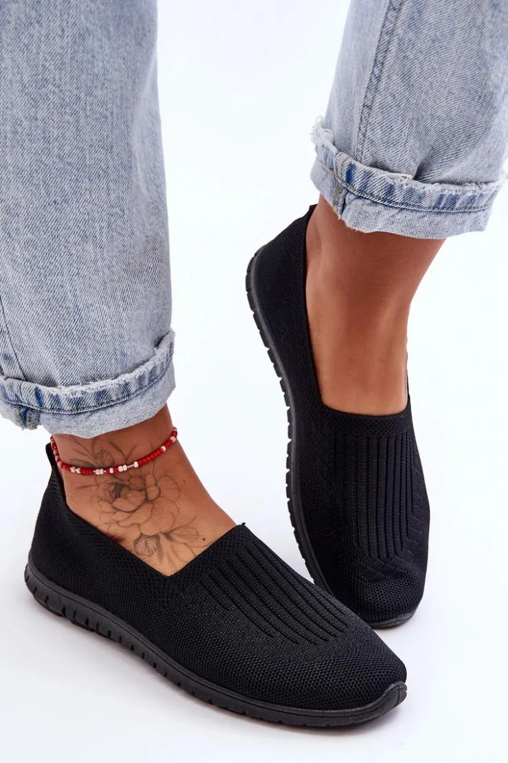 Damskie Evento Damskie Trampki Tenisówki Wsuwane Czarne Lento