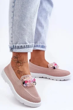 Discount Boto Damskie Trampki Tenisówki Wsuwane Z Ozdobą Różowe Taylor