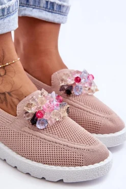 Discount Boto Damskie Trampki Tenisówki Wsuwane Z Ozdobą Różowe Taylor