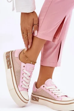 GOE Trampki Damskie Niskie|Sneakersy Damskie*Damskie Trampki Z Dżetami LL2N4057 Różowe