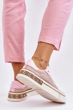 GOE Trampki Damskie Niskie|Sneakersy Damskie*Damskie Trampki Z Dżetami LL2N4057 Różowe