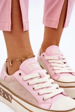 GOE Trampki Damskie Niskie|Sneakersy Damskie*Damskie Trampki Z Dżetami LL2N4057 Różowe