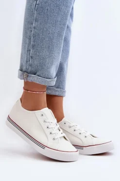 Evento Trampki Damskie Niskie*Damskie Trampki Z Eko Skóry Białe Lirean