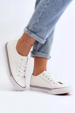 Evento Trampki Damskie Niskie*Damskie Trampki Z Eko Skóry Białe Lirean