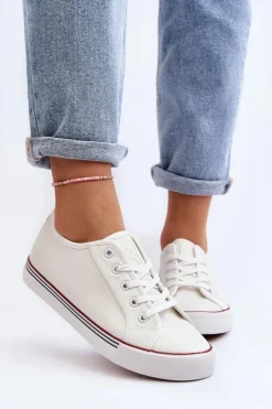 Evento Trampki Damskie Niskie*Damskie Trampki Z Eko Skóry Białe Lirean