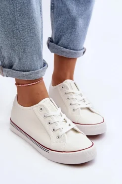 Evento Trampki Damskie Niskie*Damskie Trampki Z Eko Skóry Białe Lirean