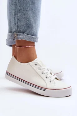 Evento Trampki Damskie Niskie*Damskie Trampki Z Eko Skóry Białe Lirean