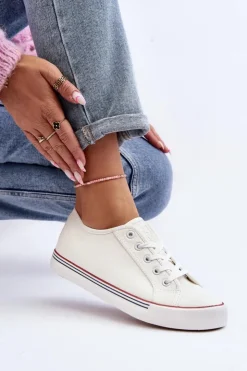 Evento Trampki Damskie Niskie*Damskie Trampki Z Eko Skóry Białe Lirean