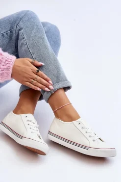 Evento Trampki Damskie Niskie*Damskie Trampki Z Eko Skóry Białe Lirean