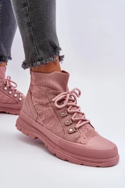 Online Boto Damskie Trampki Z Elastyczną Cholewką Różowe Kalyne
