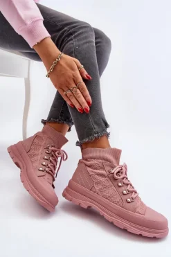 Online Boto Damskie Trampki Z Elastyczną Cholewką Różowe Kalyne