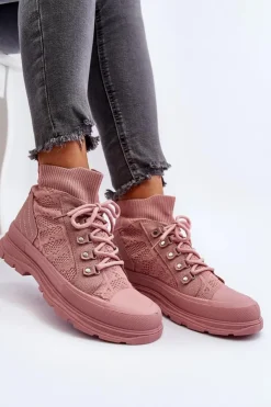 Online Boto Damskie Trampki Z Elastyczną Cholewką Różowe Kalyne