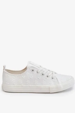 New Big Star Shoes Damskie Trampki Z Haftem Big Star LL274223 Białe