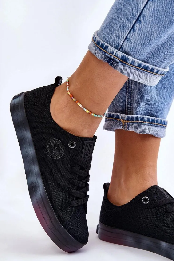 Damskie Big Star Shoes Damskie Trampki Z Kolorową Platformą Big Star LL274239 Czarne