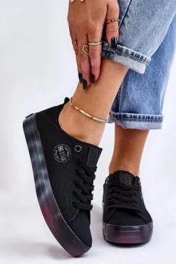 Damskie Big Star Shoes Damskie Trampki Z Kolorową Platformą Big Star LL274239 Czarne